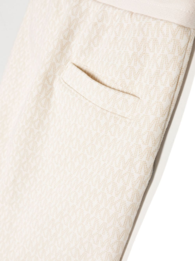 Michael Kors Monogram-pattern Terry-cloth Jogging Bottoms In Neutrals