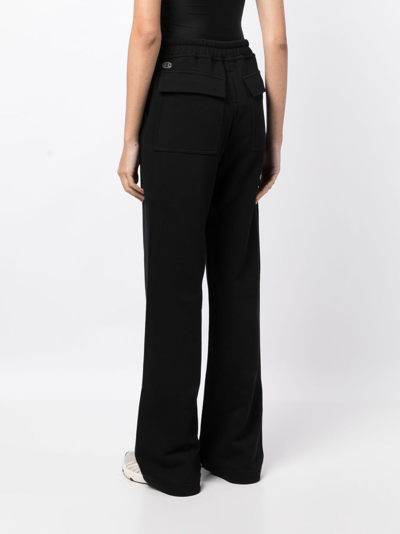 Rick Owens Logo-embroidered Track Trousers In Black
