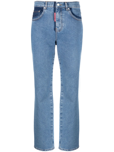 Moschino Jeans Two-tone Straight-leg Jeans In Blue