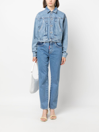 Moschino Jeans Two-tone Straight-leg Jeans In Blue