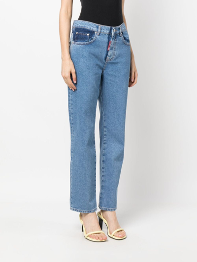 Moschino Jeans Two-tone Straight-leg Jeans In Blue