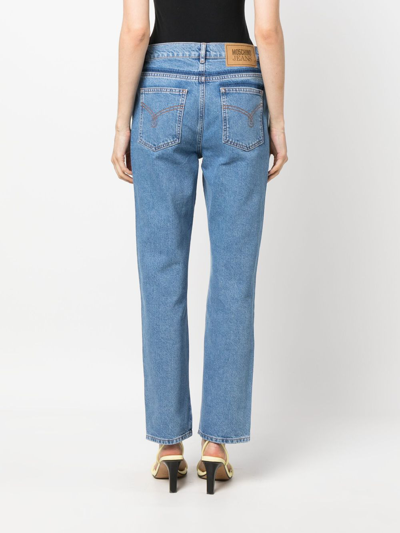 Moschino Jeans Two-tone Straight-leg Jeans In Blue