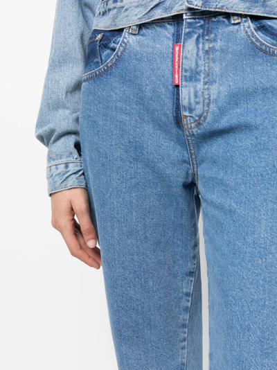 Moschino Jeans Two-tone Straight-leg Jeans In Blue