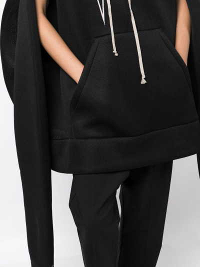 Shop Rick Owens Logo-embroidered Pocketed Hoodie In Black