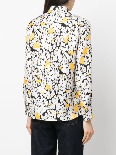 Shop Lanvin Floral-print Silk Shirt In Black
