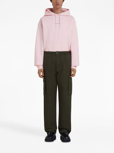 Shop Marni Gabardine Cargo Trousers In Brown