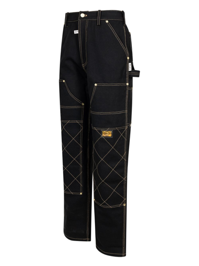 Shop Advisory Board Crystals Diamond-stitch Double-knee Trousers In Black