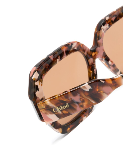 Shop Chloé Gayia Square-frame Sunglasses In Brown