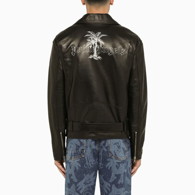 Shop Palm Angels Biker Jacket In Black