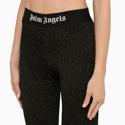 Shop Palm Angels Flared Trousers With Sequins In Black