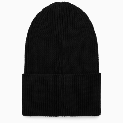 Shop Palm Angels Knitted Hat With Logo In Black