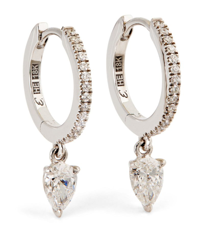 Shop Engelbert White Gold And Diamond Drop Links Huggie Earrings