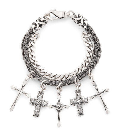 Shop Emanuele Bicocchi Cross Charm Bracelet In Silver