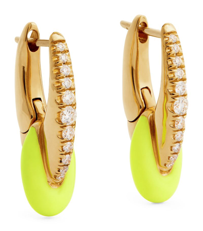 Shop Melissa Kaye Yellow Gold And Diamond Ada Huggie Earrings