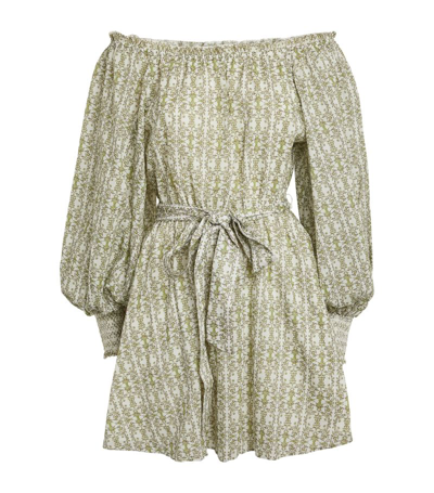 Shop Alice And Olivia Off-the-shoulder Mary Mini Dress In Green