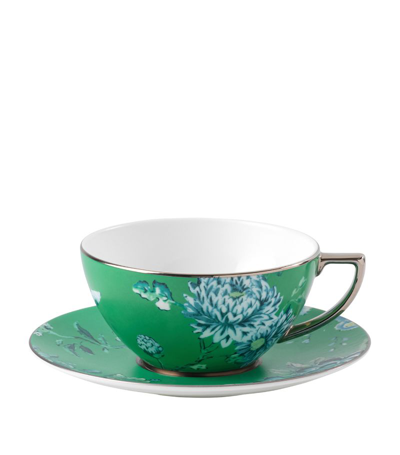 Shop Wedgwood Jasper Conran Chinoiserie Teacup And Saucer In Green