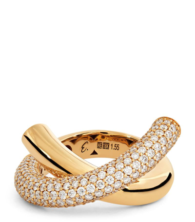 Shop Engelbert Yellow Gold And Diamond Loop Ring