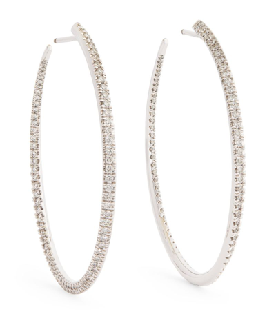 Shop Engelbert White Gold And Diamond Twisted Creoles Earrings