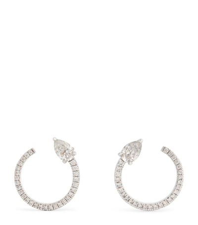 Shop Engelbert White Gold And Diamond Moon Earrings