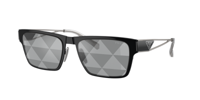 Shop Prada Man Sunglasses Pr 71zs In Grey Tampo Triangles Silver