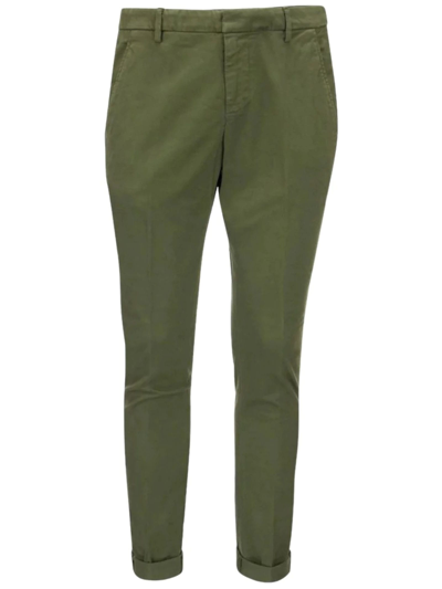 Shop Dondup Green Cotton Chino Trousers In Verde
