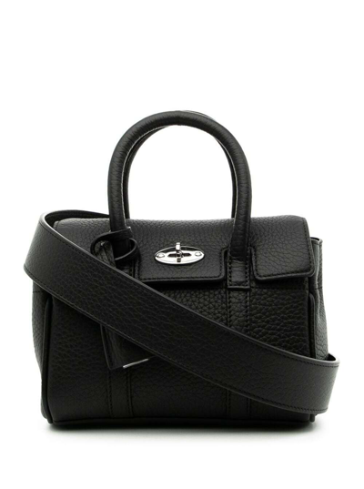 Shop Mulberry Black Hand Bag With Silver-tone Embossed Details In Leather Woman