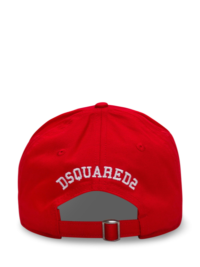 Shop Dsquared2 Baseball Cap With Patch In Rosso Bianco