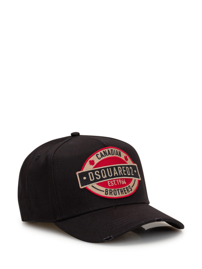 Shop Dsquared2 Baseball Cap With Patch In Nero
