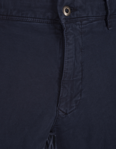Shop Incotex Night Blue Cotton Canvas Slim Fit Trousers