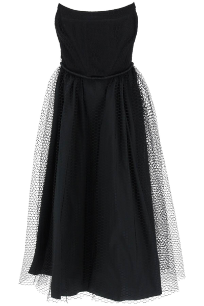 Shop 19:13 Dresscode Midi Mesh Bustier Dress In Black (black)