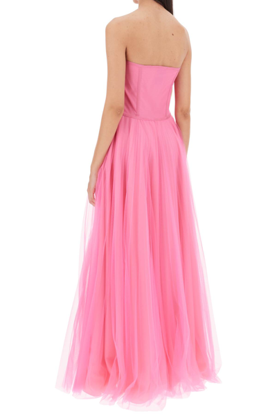Shop 19:13 Dresscode Long Tulle Bustier Dress In Fuxia (fuchsia)