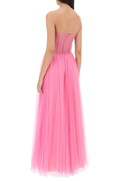 Shop 19:13 Dresscode Tulle Long Bustier Dress In Fuxia