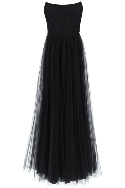 19:13 Dresscode 1913 Dresscode Long Bustier Dress With Shaped Neckline In Black (black)