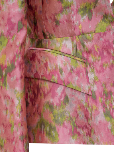 Shop Del Core Peplum Blazer In Pink/green