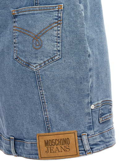 Shop M05ch1n0 Jeans Off-the-shoulder Denim Dress In Light Blue