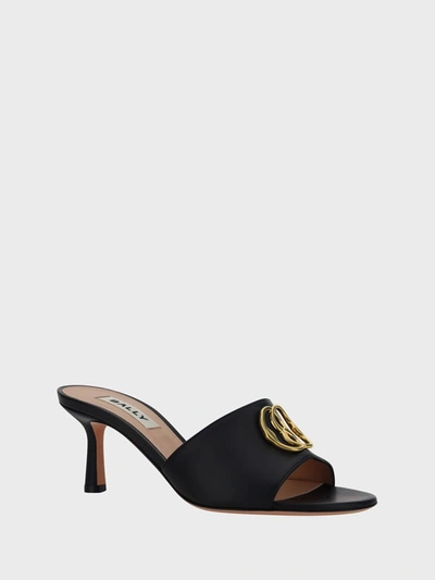 Bally Geha 65mm Logo-plaque Leather Mules In Black