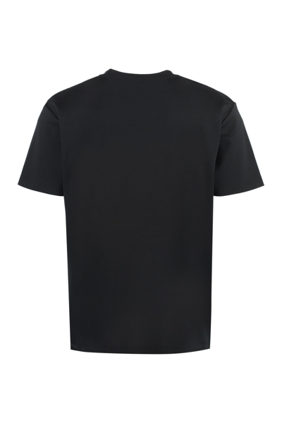 Shop Giorgio Armani Logo Embroidery Cotton T-shirt In Black