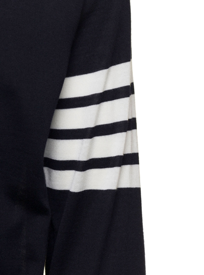 Shop Thom Browne Classic V-neck Cardigan In Sustainable Fine Merino Wool In Blu