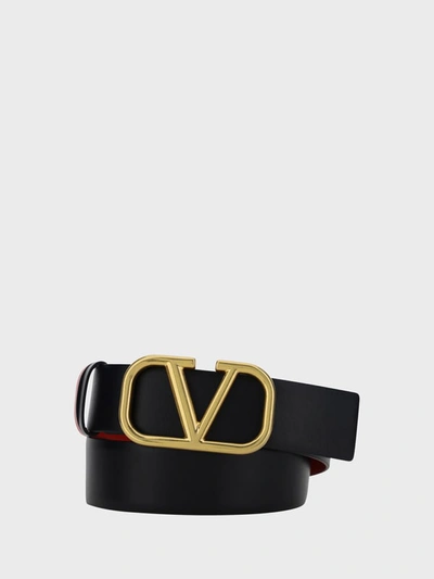 Shop Valentino Garavani Belt In Nero/rouge Pur