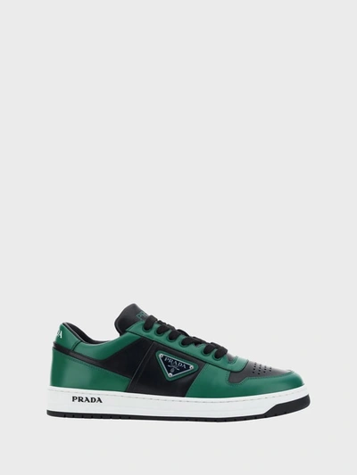 Shop Prada Downtown Sneakers In Nero+verde