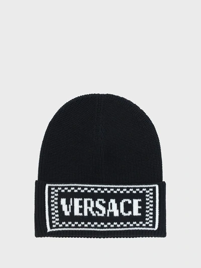 Shop Versace Hat In Nero+bianco