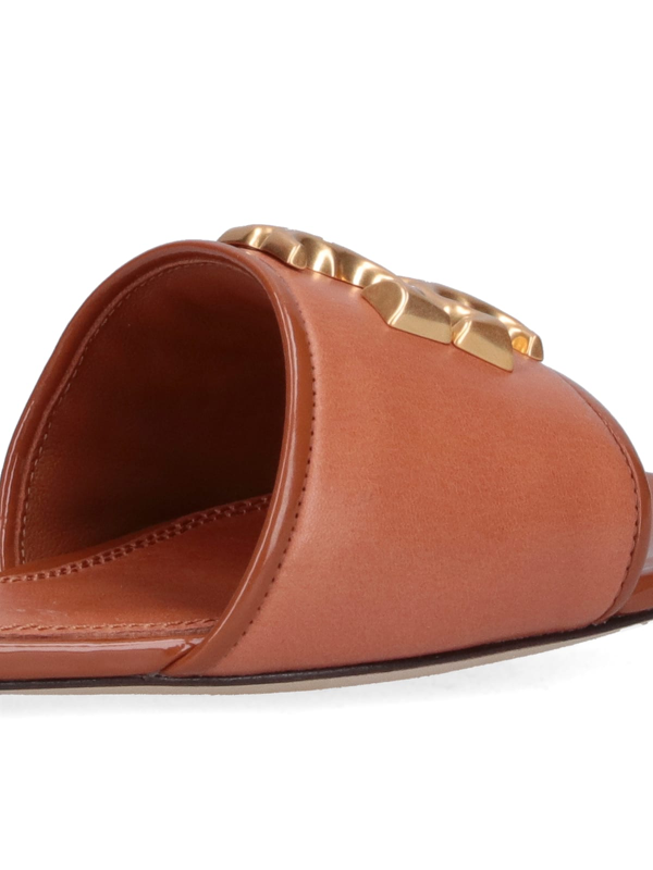 Tory Burch logo-plaque slides - Brown