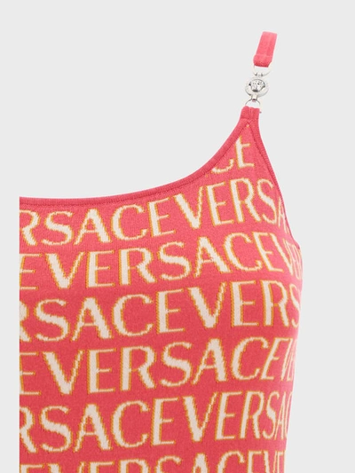 Shop Versace Midi Dress In Fuxia+rosa