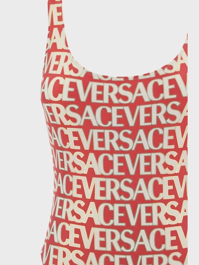 Shop Versace Swimsuit In Fuxia+avorio