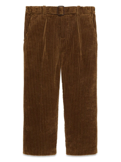 Shop Gucci Brown Corduroy Velvet Trousers In Marrone