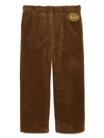 Shop Gucci Brown Corduroy Velvet Trousers In Marrone