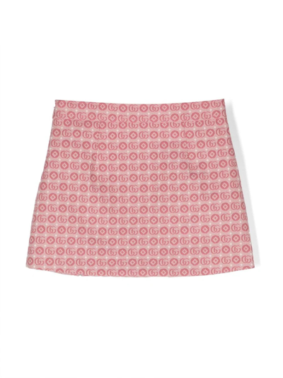 Shop Gucci Childrens Double G Cotton Skirt In Rosa
