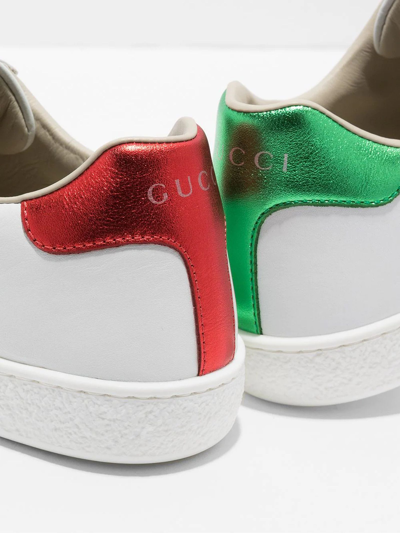Shop Gucci White Leather Sneakers In Bianco