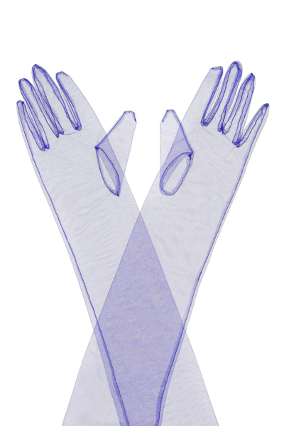 Shop 19:13 Dresscode Long Sheer Tulle Gloves In Electric Blue (blue)