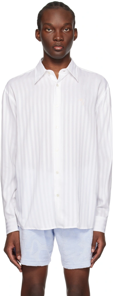 Shop Acne Studios White Striped Shirt In 100 White